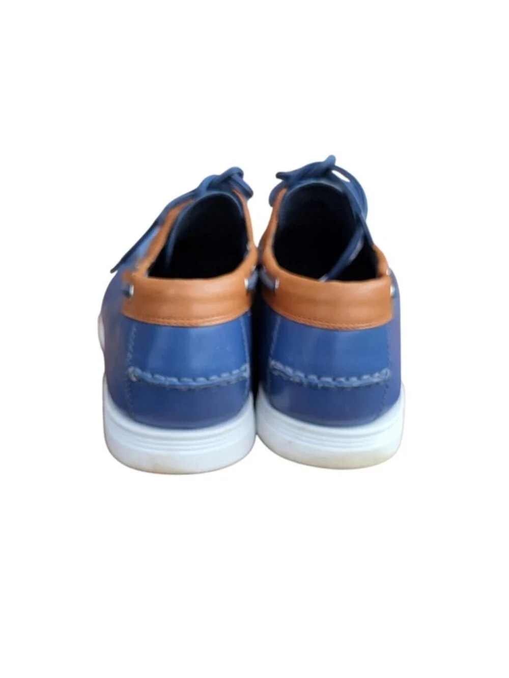 Cole Haan Leather Cornell 2 Eye Blue Brown Boat Shoe Loafer Preppy Dress Men 9